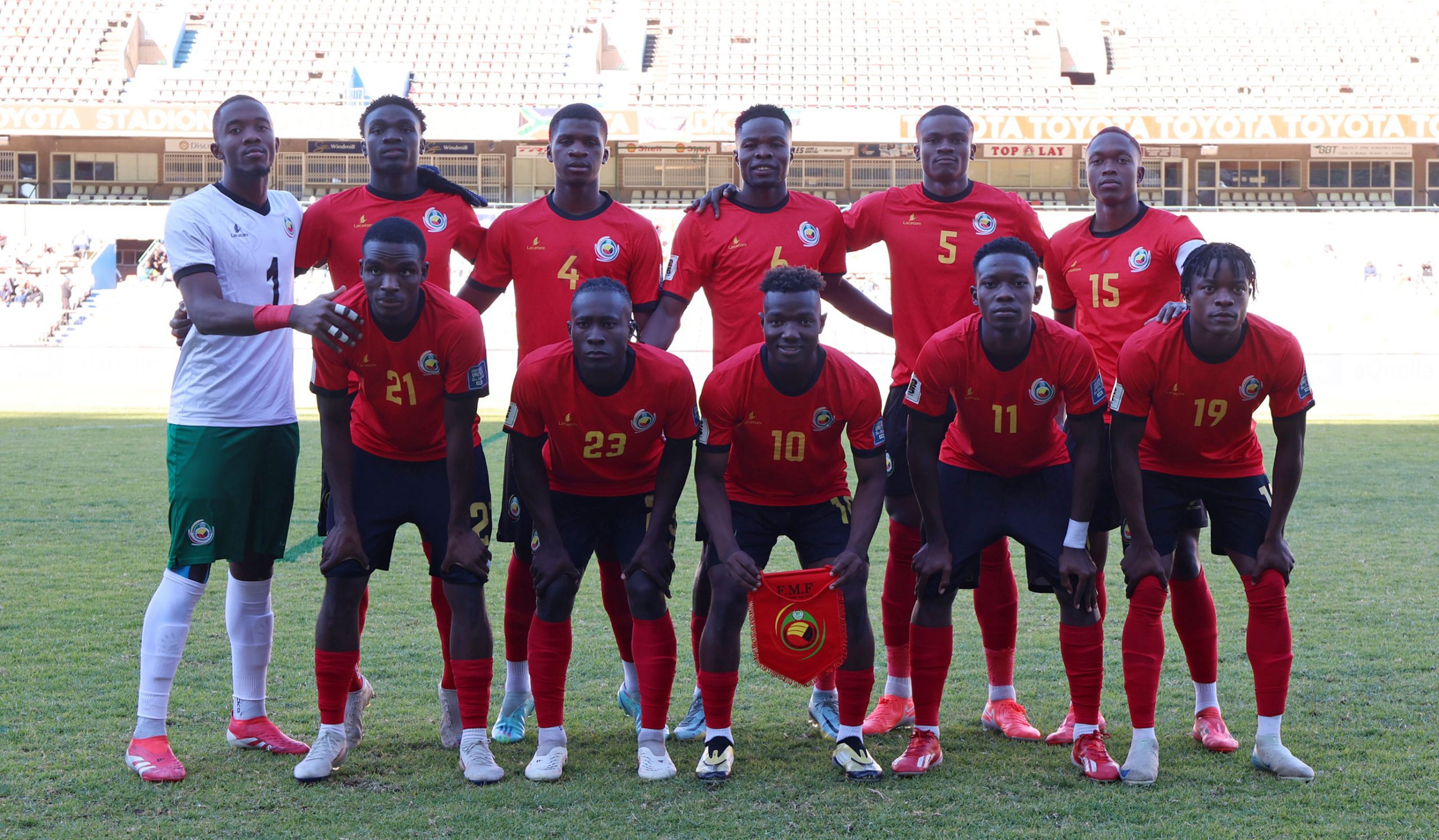 Mozambique team picture during the 2025 HollywoodBets COSAFA Cup match between South Africa and Mozambique at the Free State Stadium, Bloemfontein on the 03 June 2025 ©Muzi Ntombela/BackpagePix
